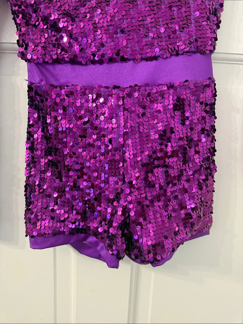 Weissman Purple Sequin Long Sleeve Dance Costume